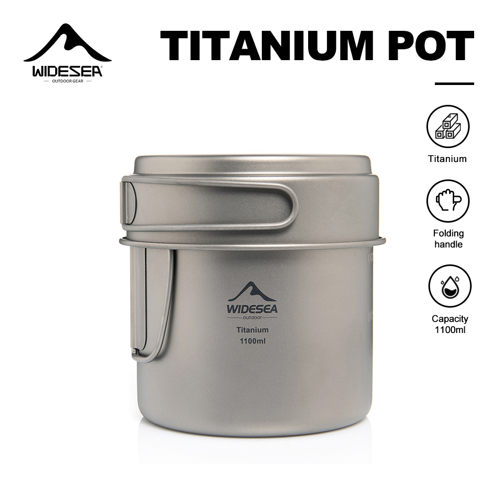 Camping Cooking Pot Stainless Steel - Ультралегкий титановый походный котелок Widesea 1100