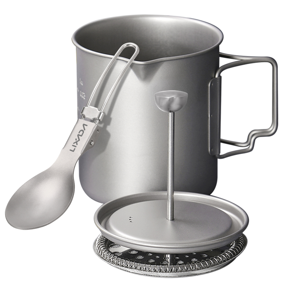 Camping Cooking Pot Stainless Steel - Титановая кофейная чашка Lixada 750 мл,