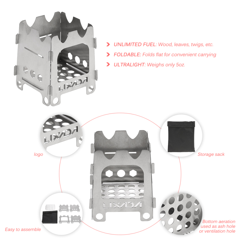 Портативная Ультралегкая Склад – обзор и цена Camping Cooking Wood Stove