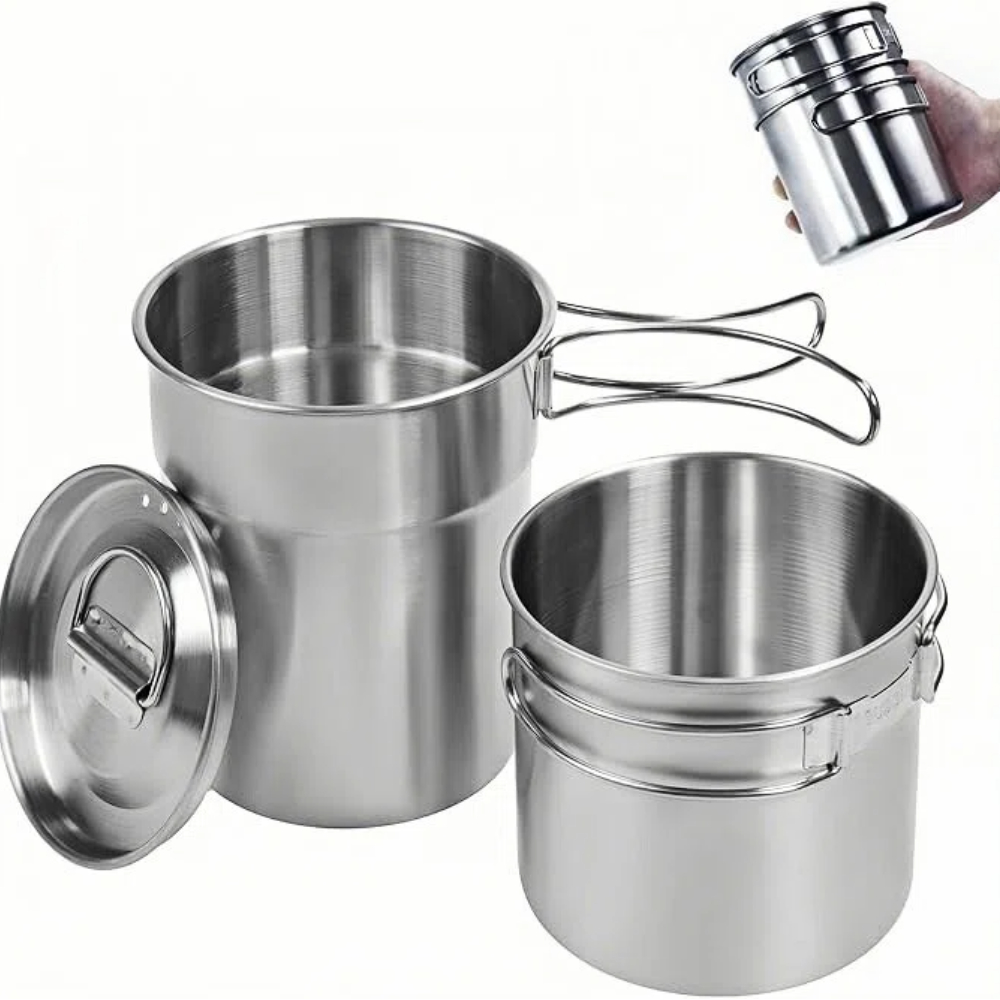 Складные походные кружки и чаш – обзор и цена Camping Cooking Pot Stainless Steel