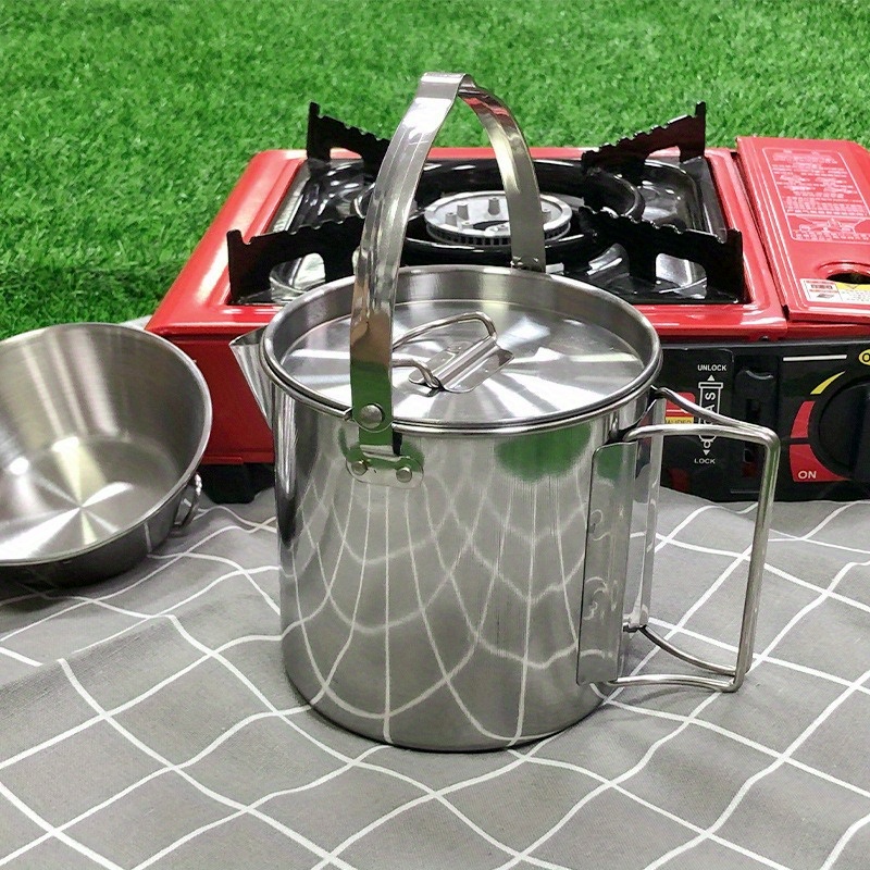 1 шт. компактный и портативный – обзор и цена Camping Cooking Pot Stainless Steel