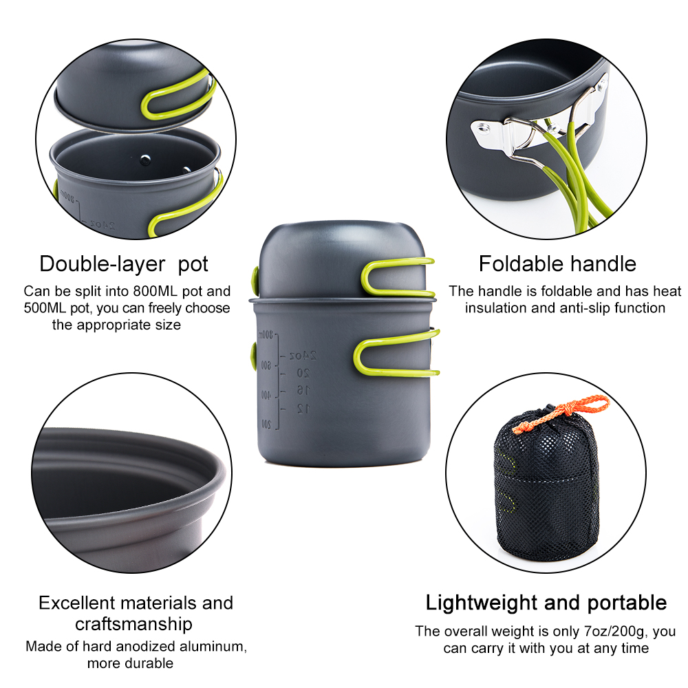 Набор ультралегкой походной по – обзор и цена Camping Cooking Pot Stainless Steel