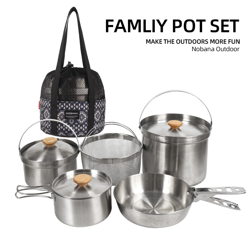 NOBANA новейший уличный набор  – обзор и цена Camping Cooking Pot Stainless Steel