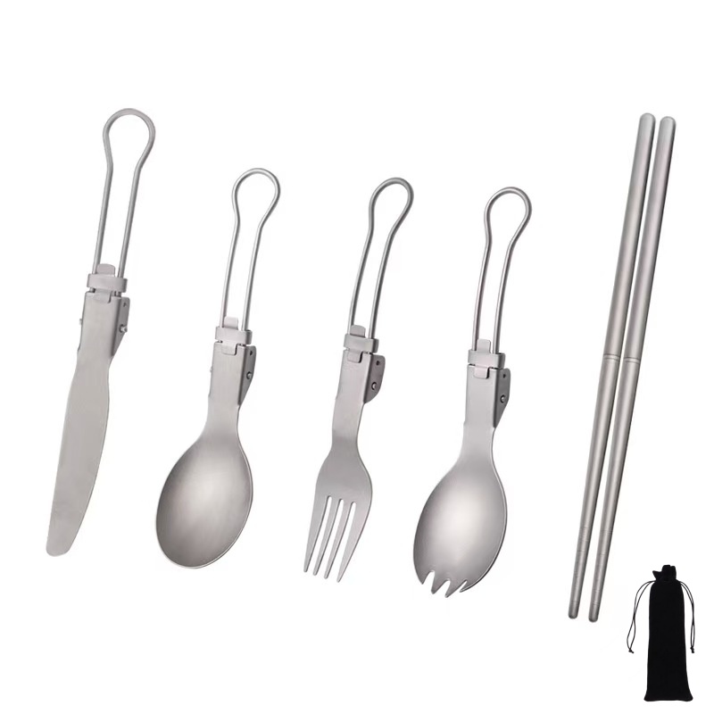 Титановый складной набор столо – обзор и цена Camping Cooking Cutlery Set