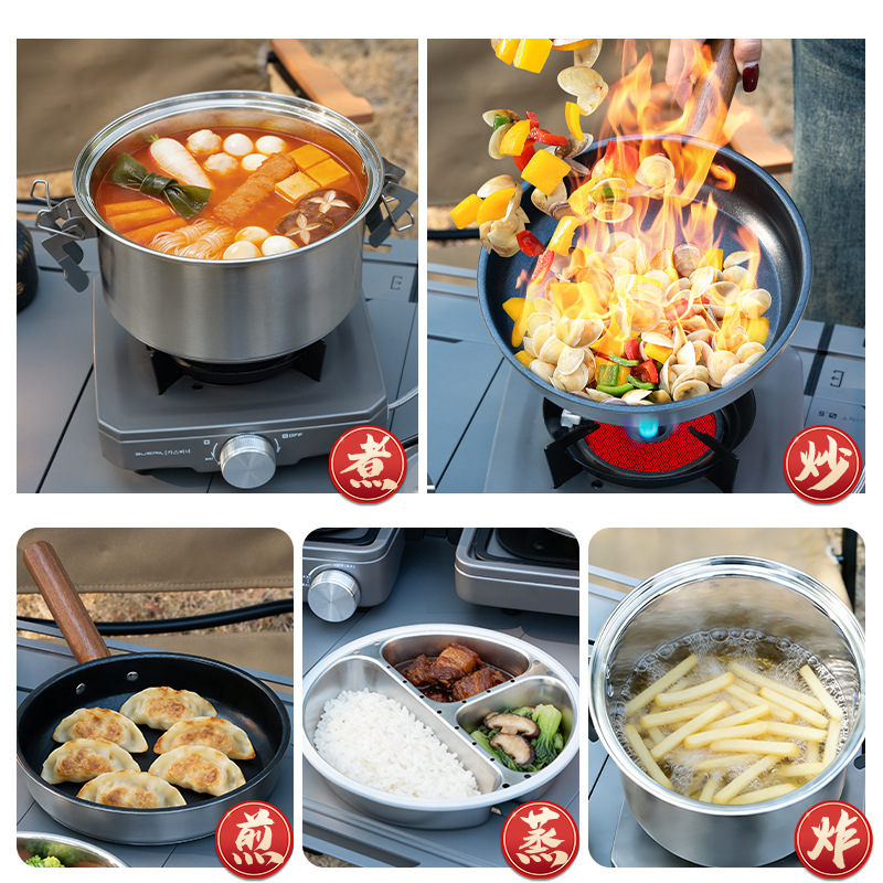 Набор для кемпинга BUERK: паро – обзор и цена Camping Cooking Pot Stainless Steel